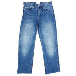 ZARA 90s Mom High Rise Button Fly Straight Leg Raw Hem Ankle Jeans Y2k Western 4